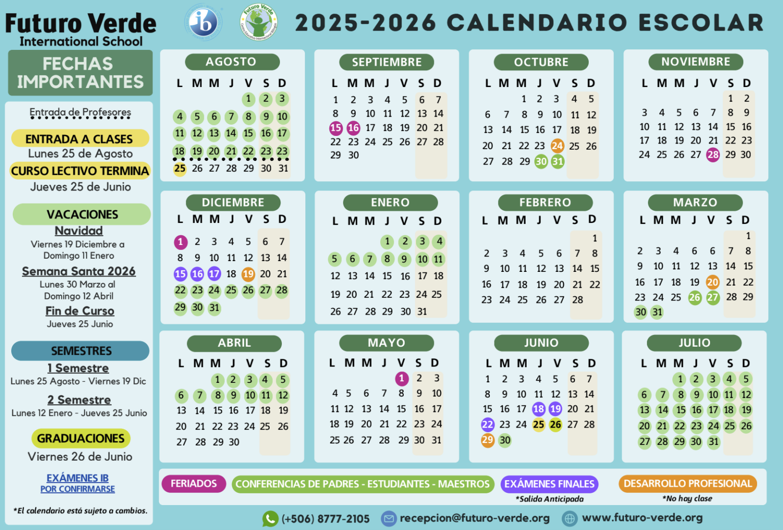 20252026 Academic Calendar Futuro Verde